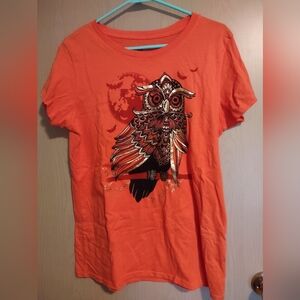 Women's large orange owl tee
